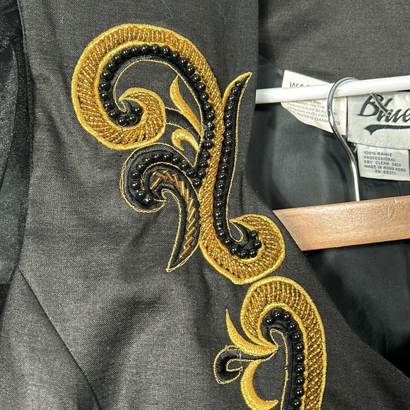 Blue Vintage Beaded Embroidered Skirt Suit Set size 18 Black and gold vintage - Picture 5 of 17